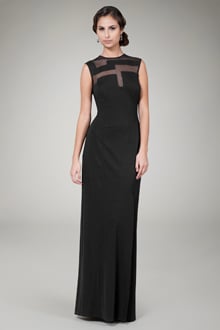 Sheer Cutout Jersey Gown in Black