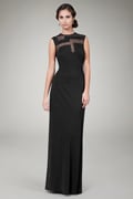 Sheer Cutout Jersey Gown in Black
