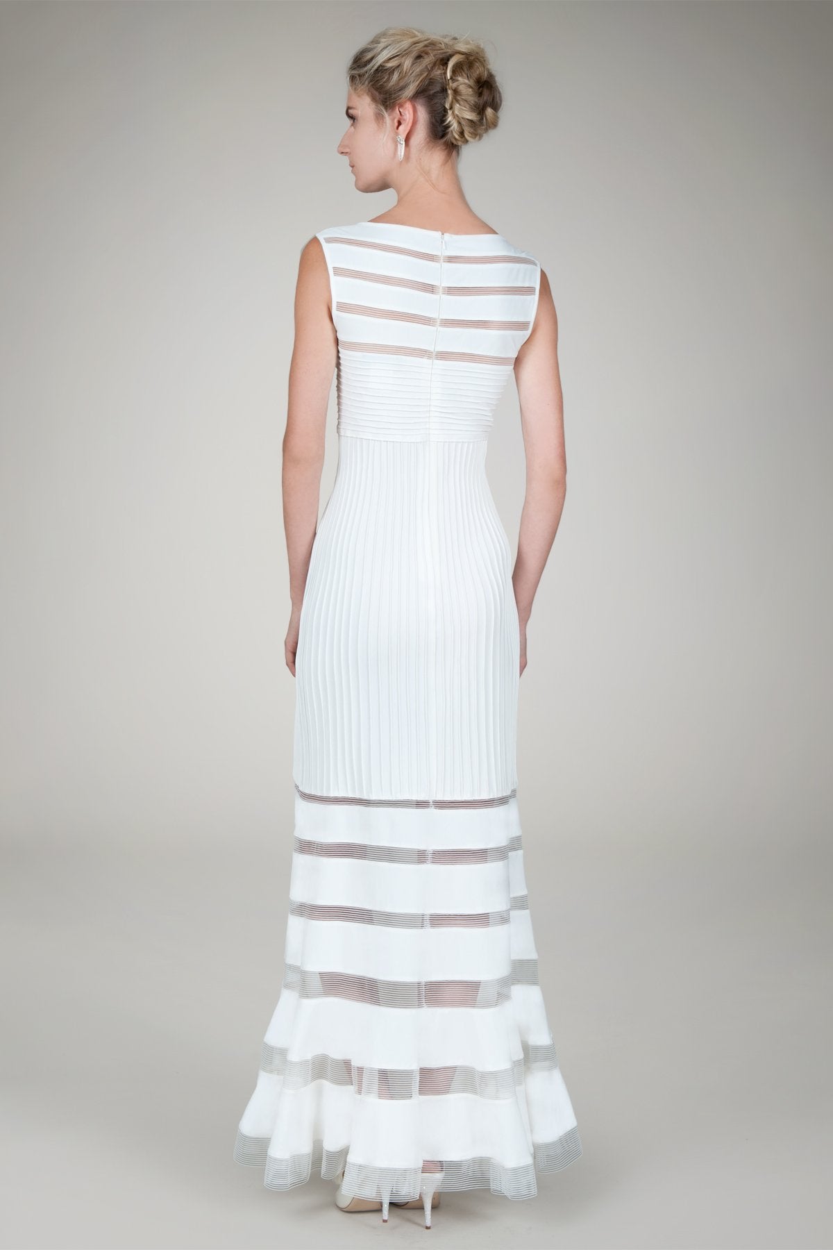 Pintuck Jersey Gown in Ivory