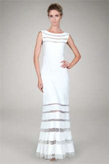 Pintuck Jersey Gown in Ivory