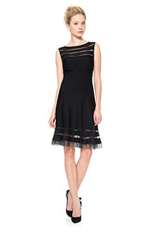 Cutout Jersey Boatneck Cocktail Dress in Black