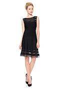 Cutout Jersey Boatneck Cocktail Dress in Black