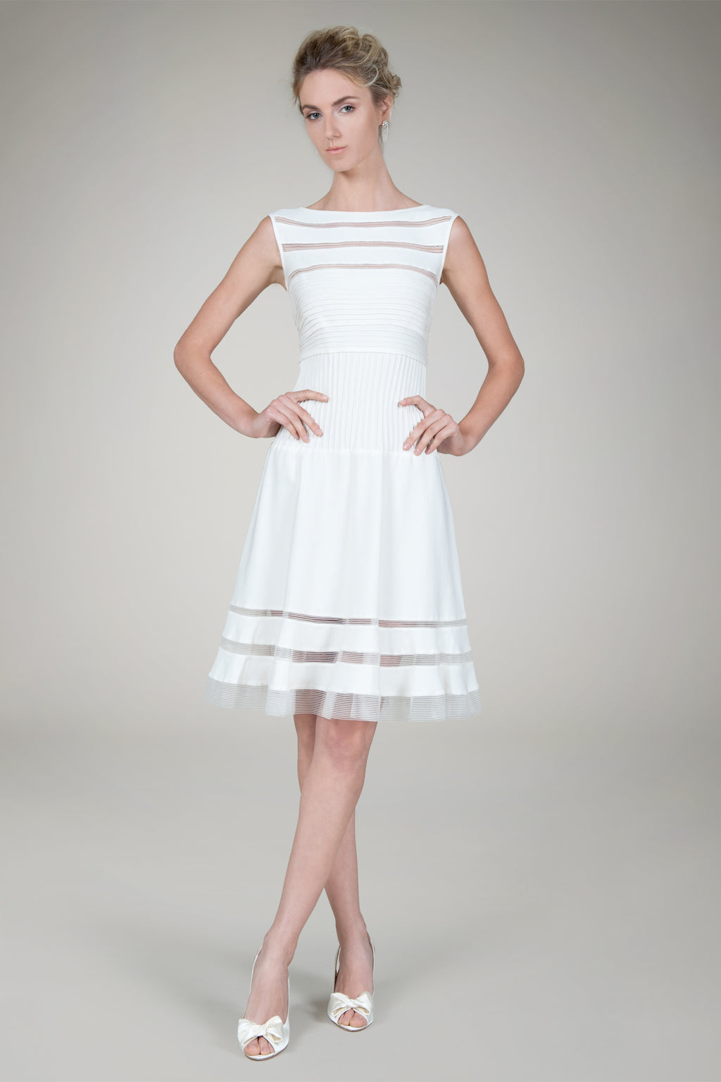 Cutout Jersey Boatneck Cocktail Dress in Black