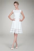 Cutout Jersey Boatneck Cocktail Dress in Black