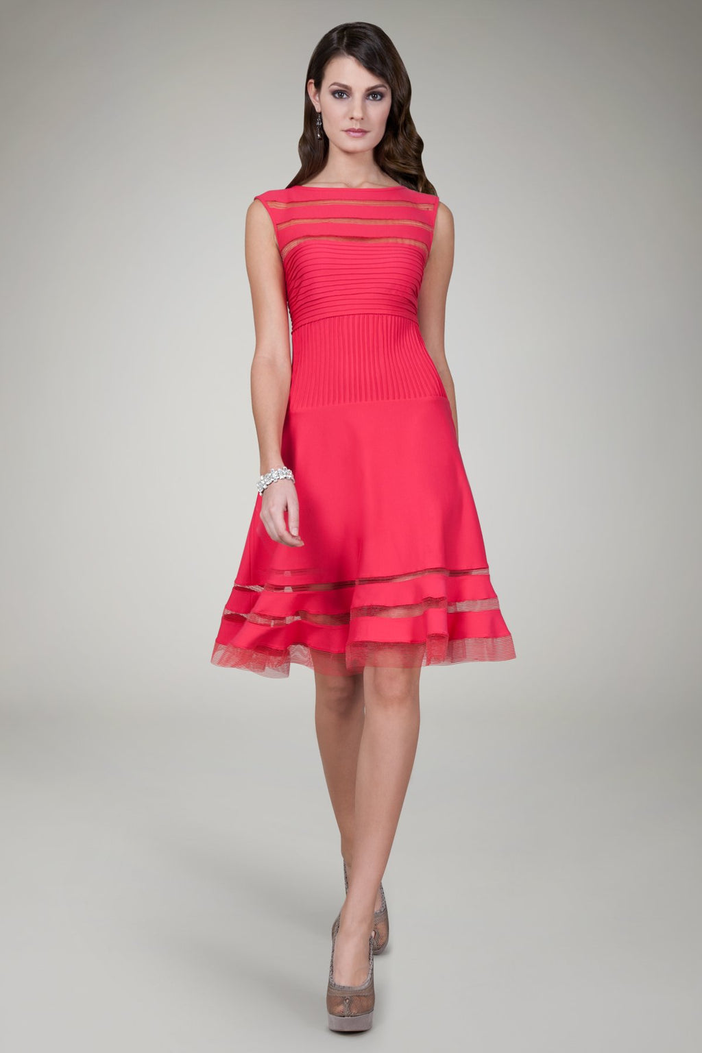 Cutout Jersey Boatneck Cocktail Dress in Jelly Apple