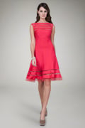 Cutout Jersey Boatneck Cocktail Dress in Jelly Apple
