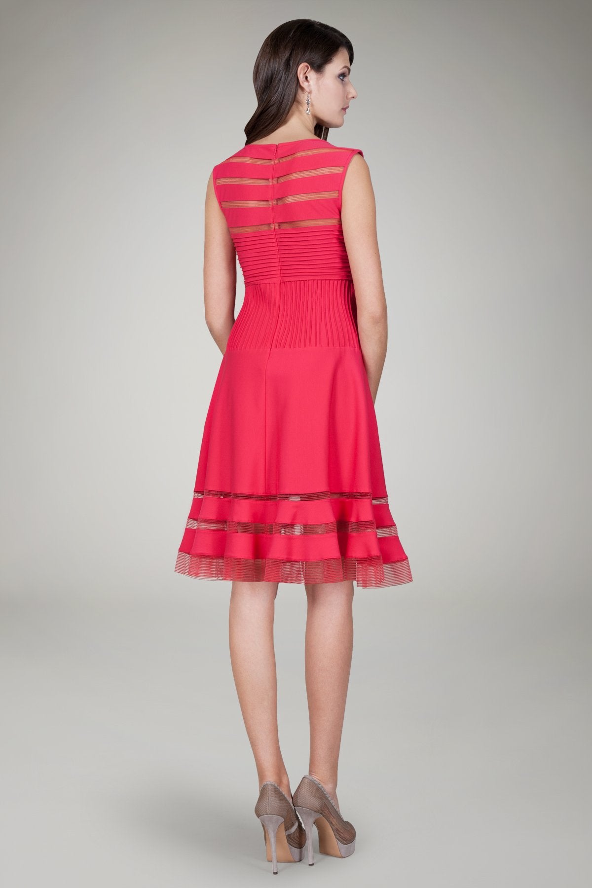 Cutout Jersey Boatneck Cocktail Dress in Jelly Apple