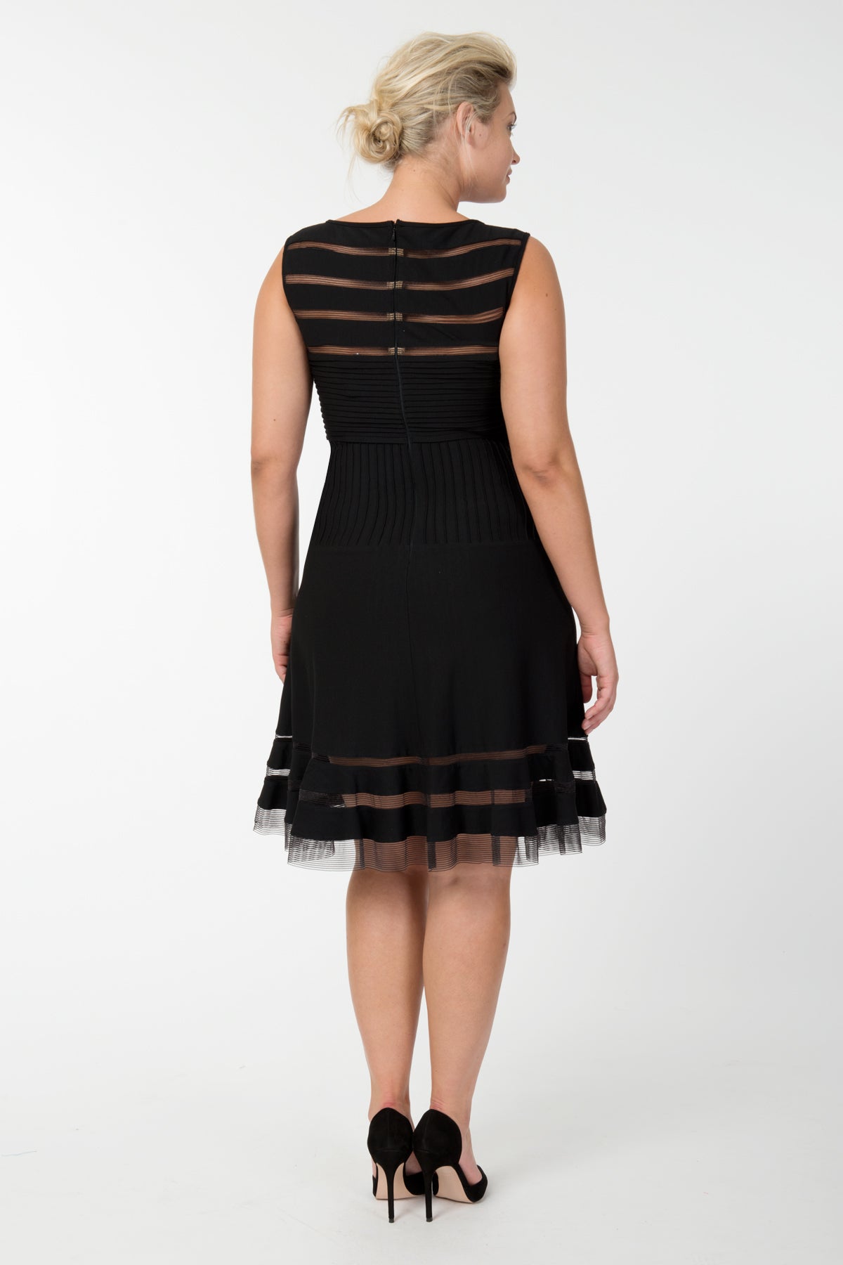 Cutout Jersey Boatneck Cocktail Dress in Black