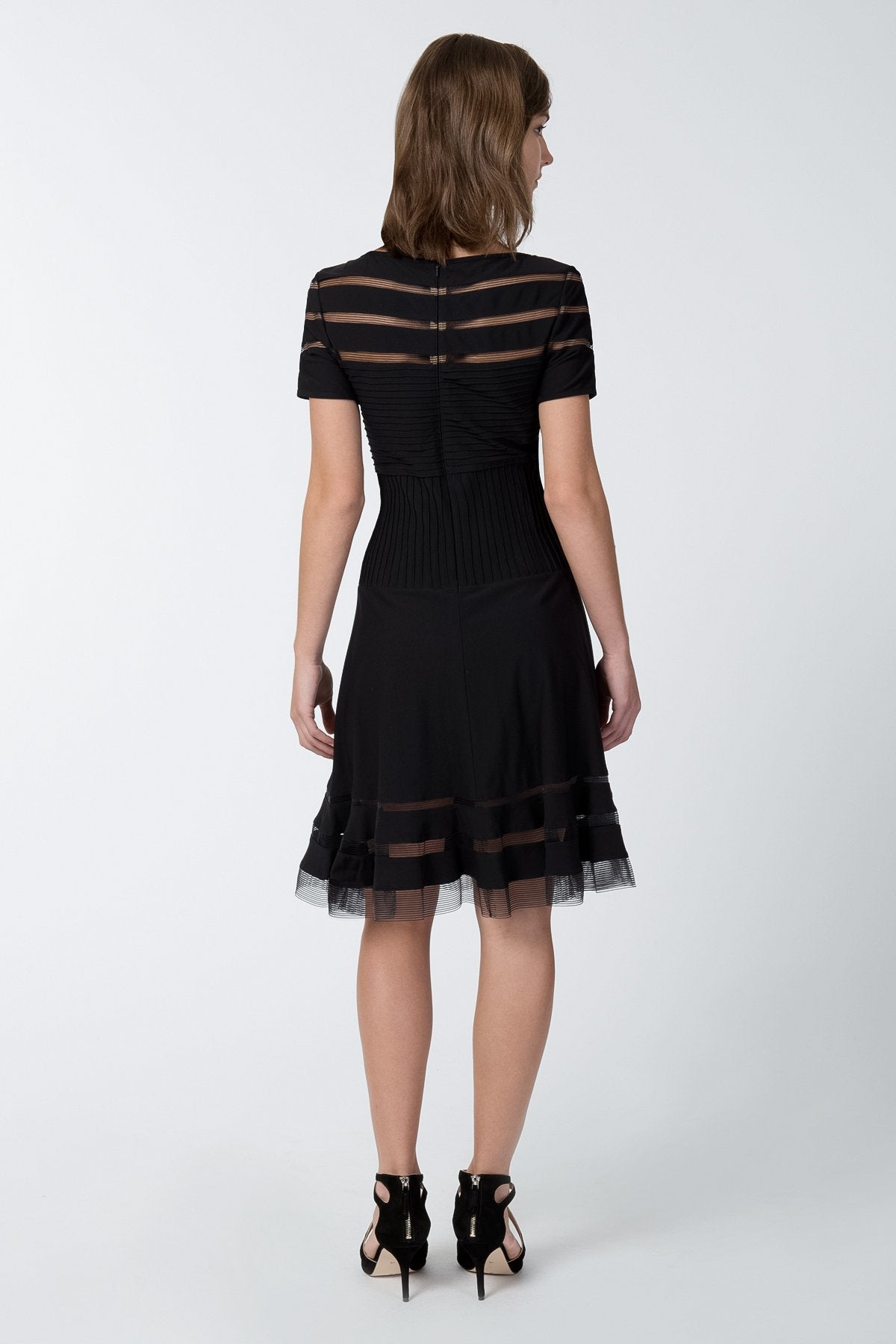 Cutout Jersey Cap Sleeve Cocktail Dress in Black