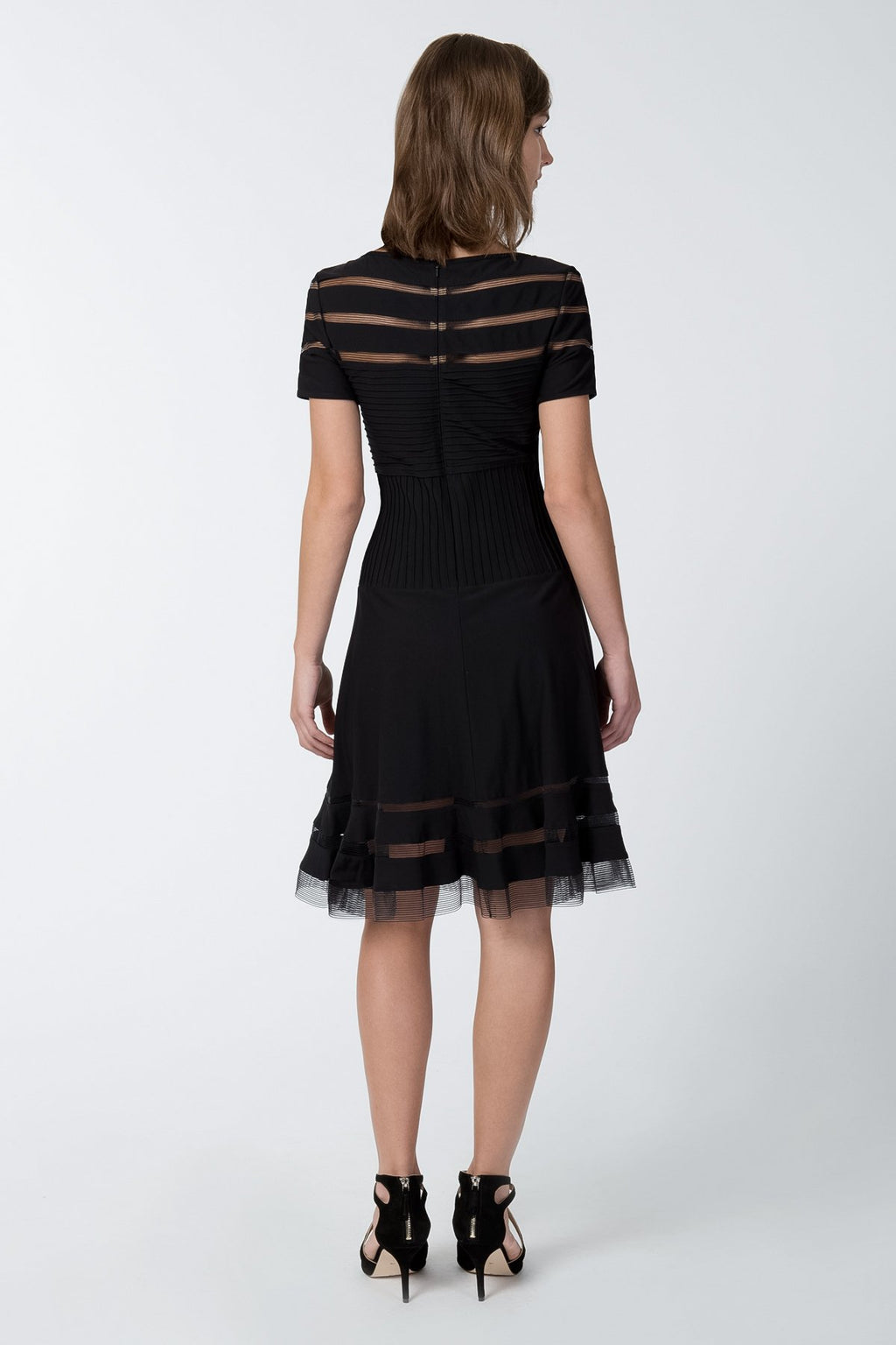 Cutout Jersey Cap Sleeve Cocktail Dress in Black