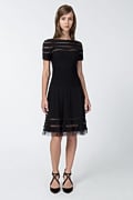 Cutout Jersey Cap Sleeve Cocktail Dress in Black