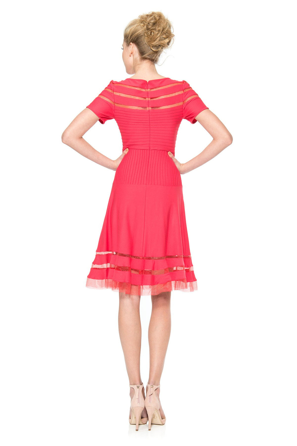 Pintuck Jersey Cap Sleeve Dress