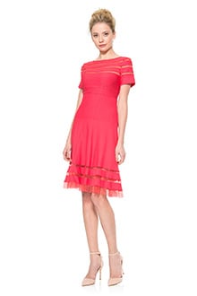 Pintuck Jersey Cap Sleeve Dress