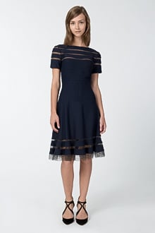 Cutout Jersey Cap Sleeve Cocktail Dress in Navy