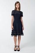 Cutout Jersey Cap Sleeve Cocktail Dress in Navy