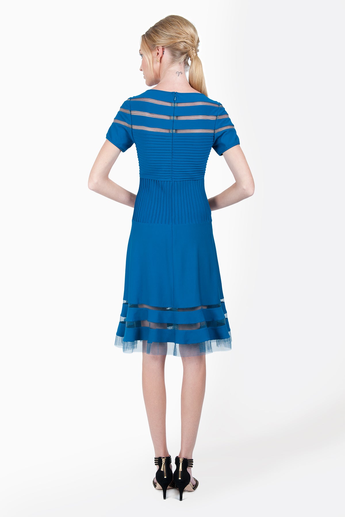 Cutout Jersey Cap Sleeve Cocktail Dress in Nightfall