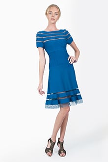 Cutout Jersey Cap Sleeve Cocktail Dress in Nightfall
