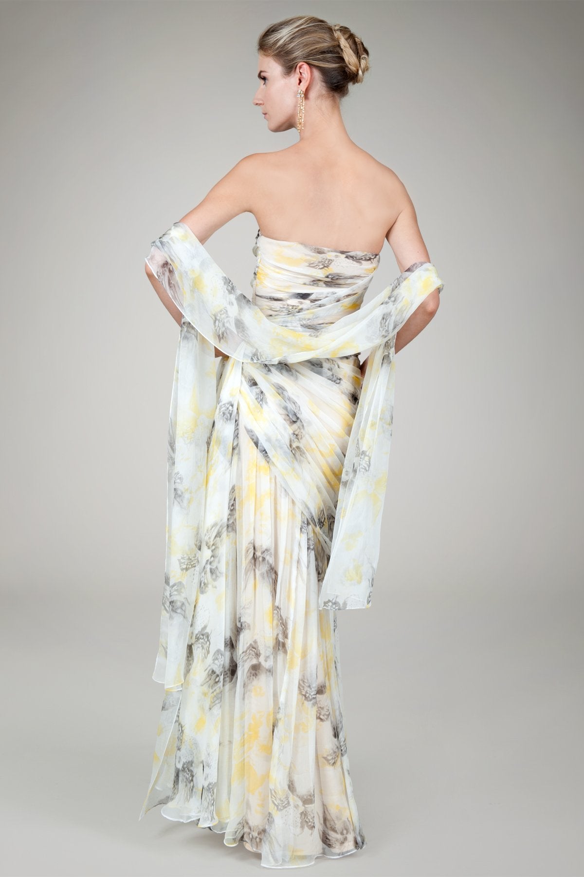 Strapless Gown in Daisy Print