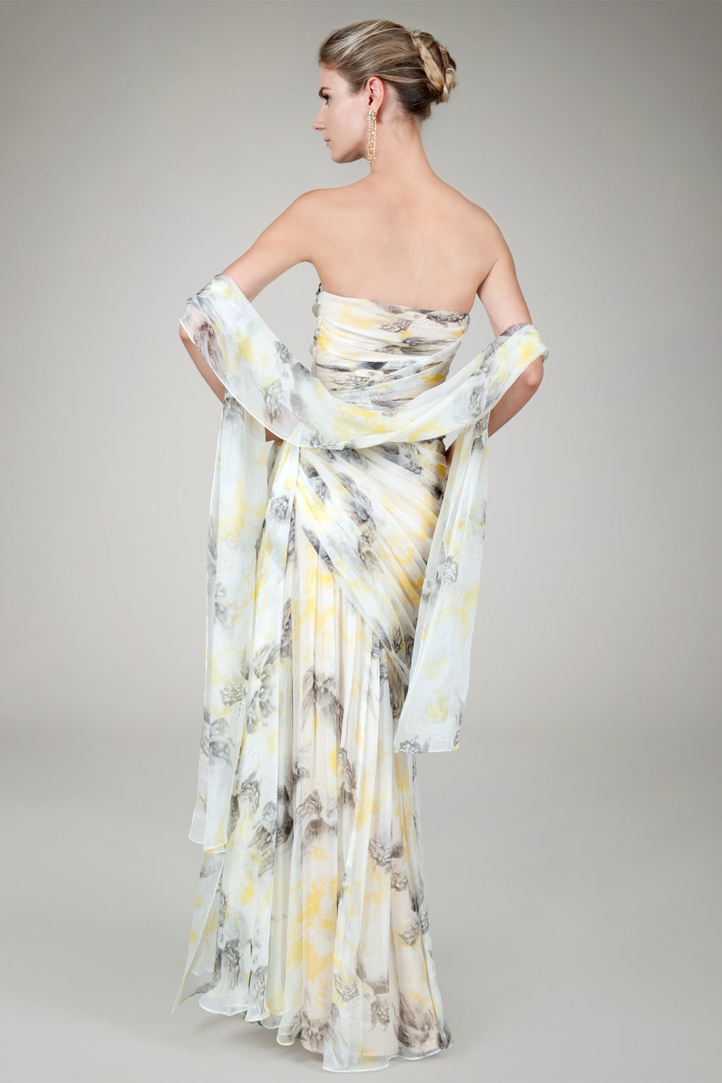 Strapless Gown in Daisy Print