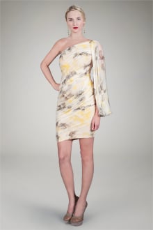 Silk Chiffon One Shoulder Cocktail Dress in Daisy Print