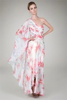 One-Shoulder Draped Gown in Lily Print
