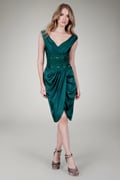 Beaded Waist Satin Dress in Seagrass