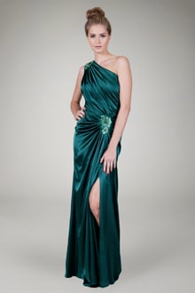 One Shoulder Satin Gown in Seagrass