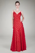 Hand Cut Chantilly Lace A-Line Gown in Flame