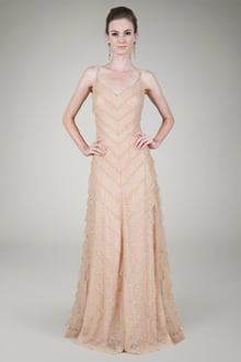 Hand Cut Chantilly Lace A-Line Gown in Ginseng