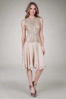 Sequin Crochet Cocktail Dress in Gold