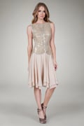 Sequin Crochet Cocktail Dress in Gold