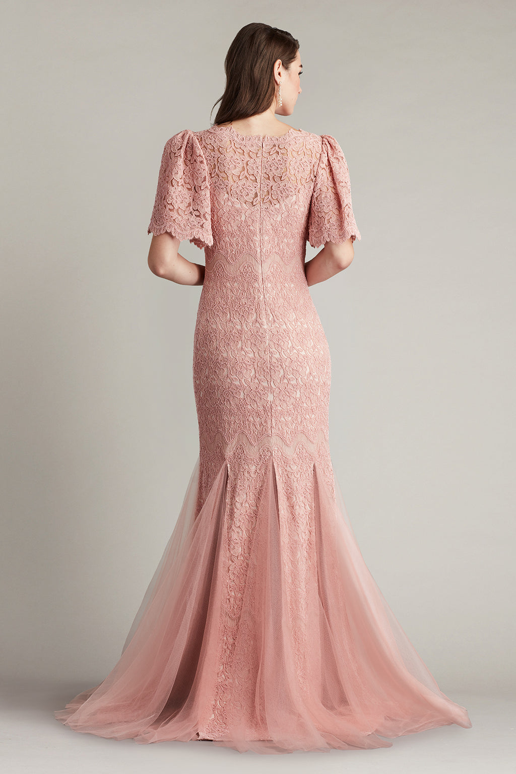 Kelan Embroidered Flutter Sleeve Gown