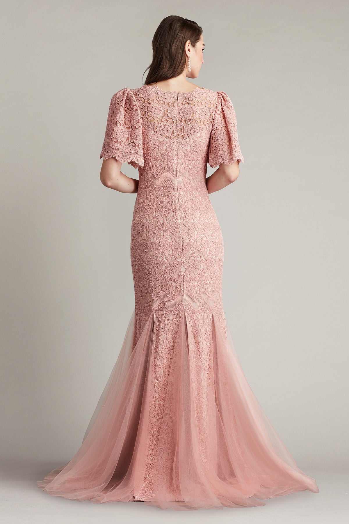 Kelan Embroidered Flutter Sleeve Gown