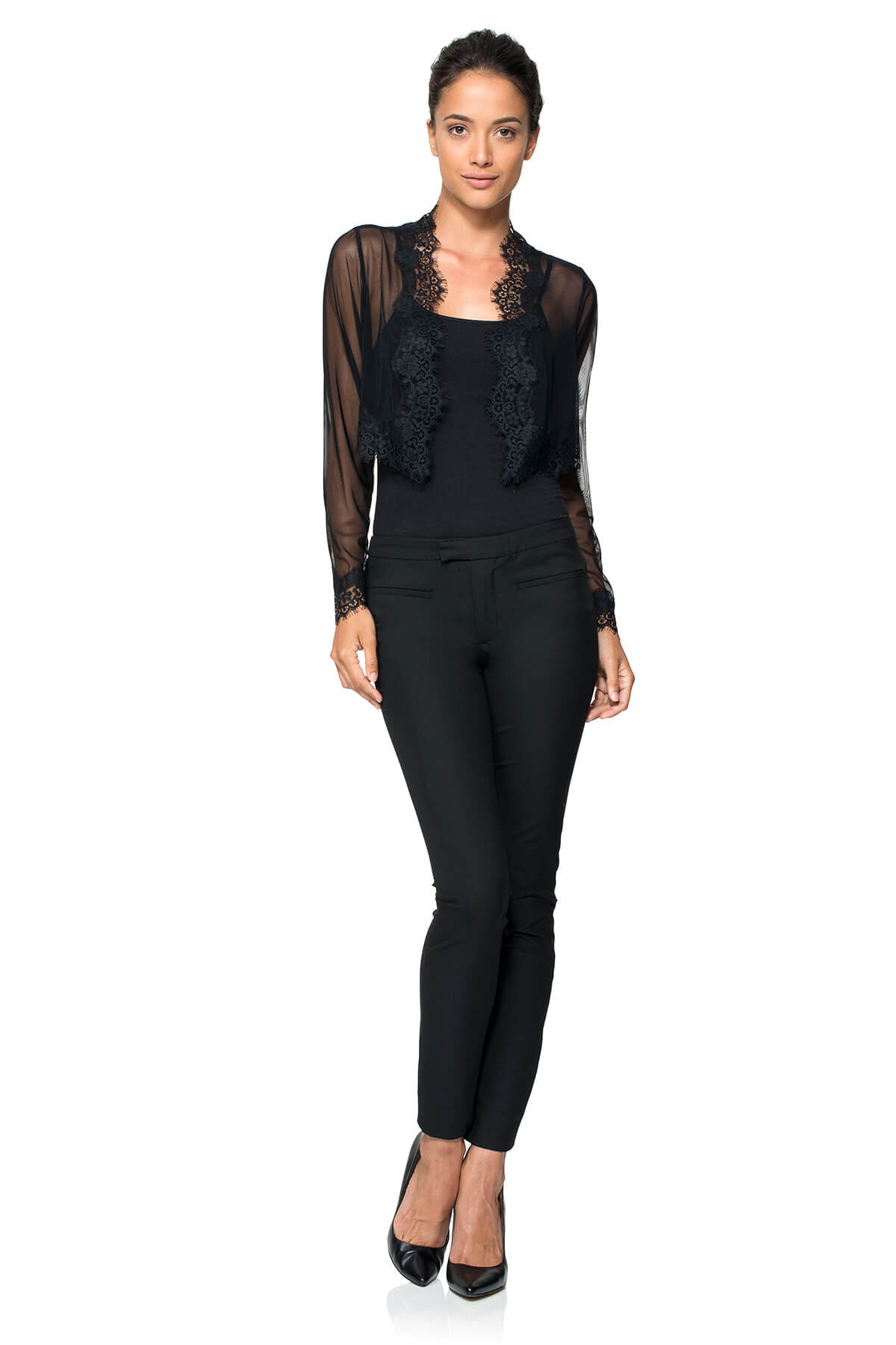 Tadashi Shoji - Lace Trimmed Mesh Bolero