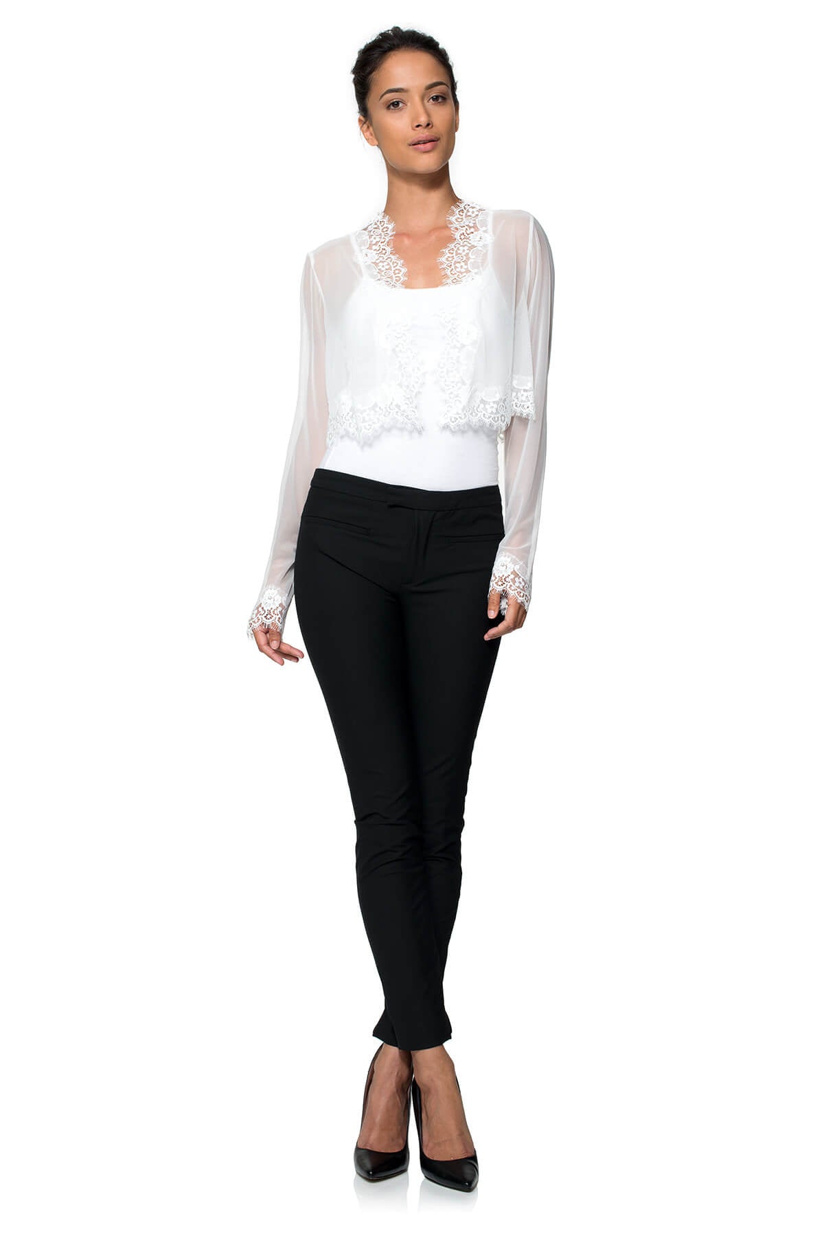 Tadashi Shoji - Lace Trimmed Mesh Bolero