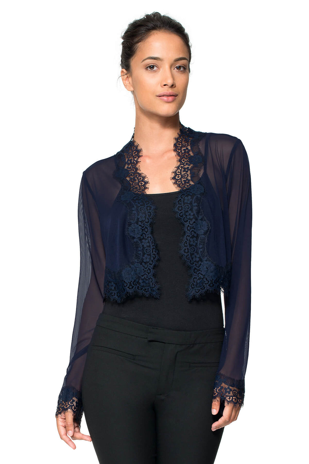 Tadashi Shoji - Lace Trimmed Mesh Bolero