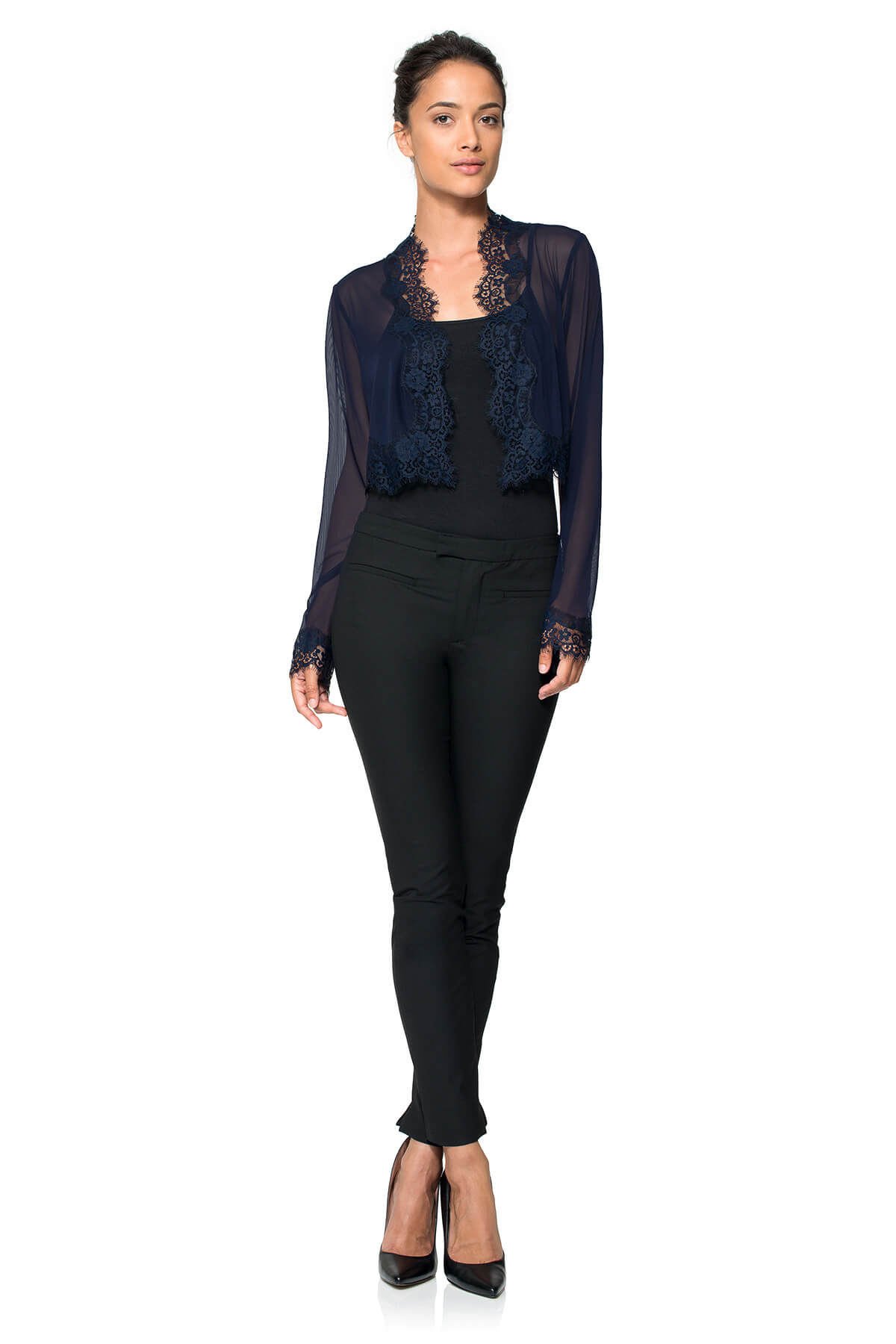 Tadashi Shoji - Lace Trimmed Mesh Bolero