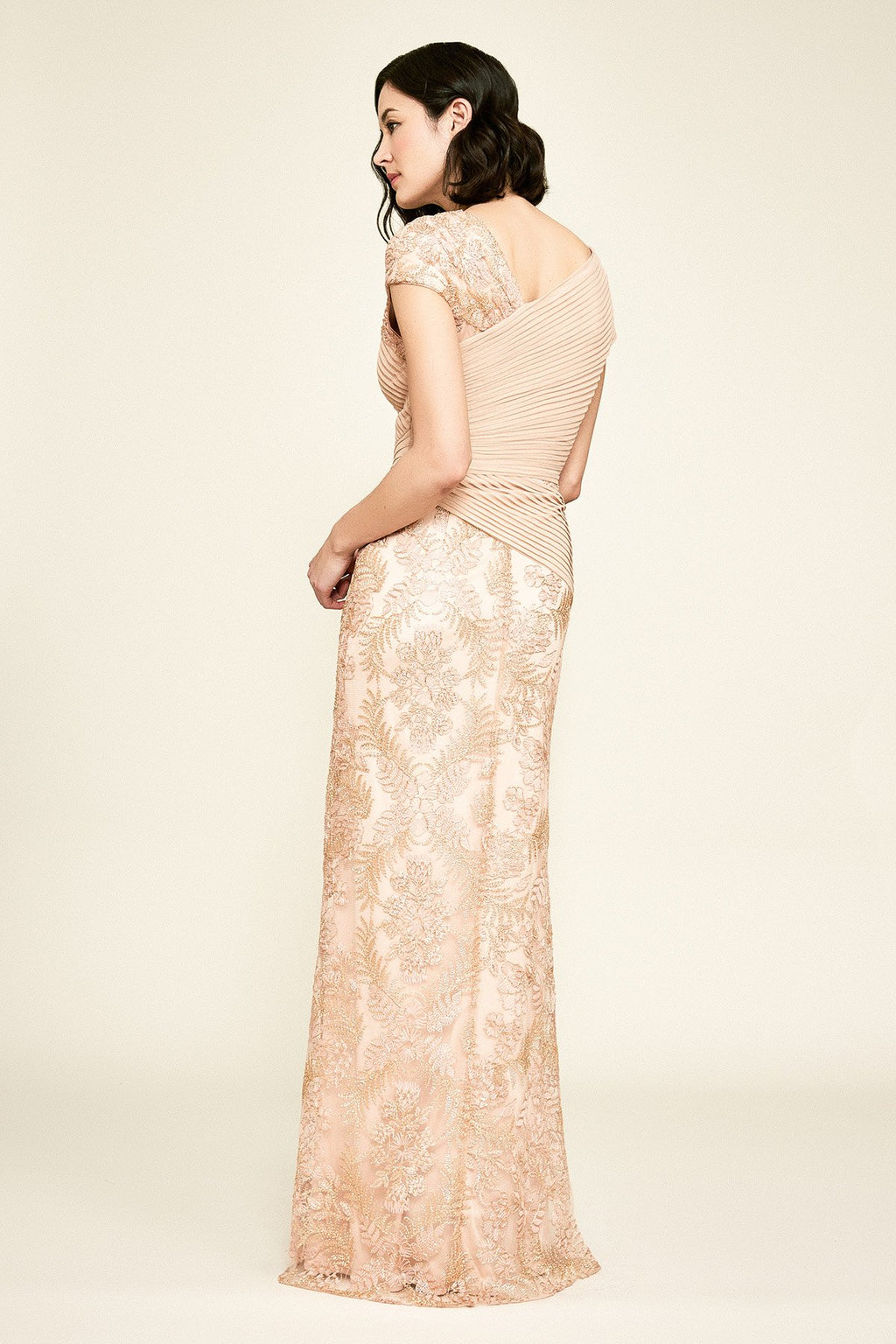 Tadashi Shoji - Borman Draped Mesh & Lace Gown