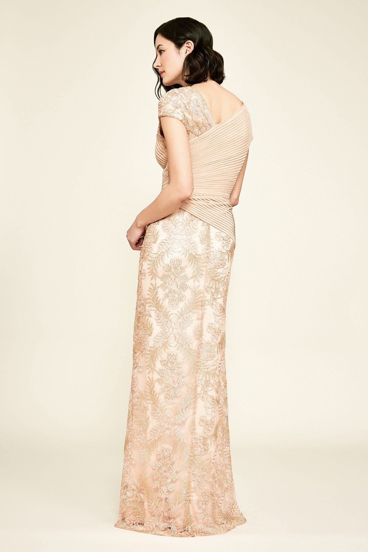 Tadashi Shoji - Borman Draped Mesh & Lace Gown