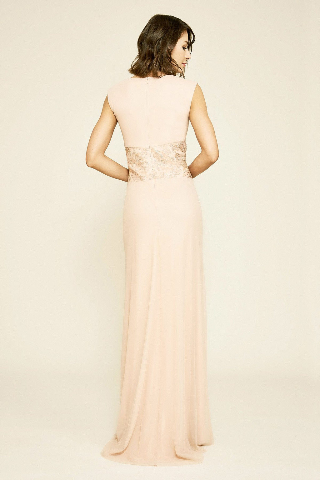 Tadashi Shoji - Sharman Draped Mesh & Lace Gown