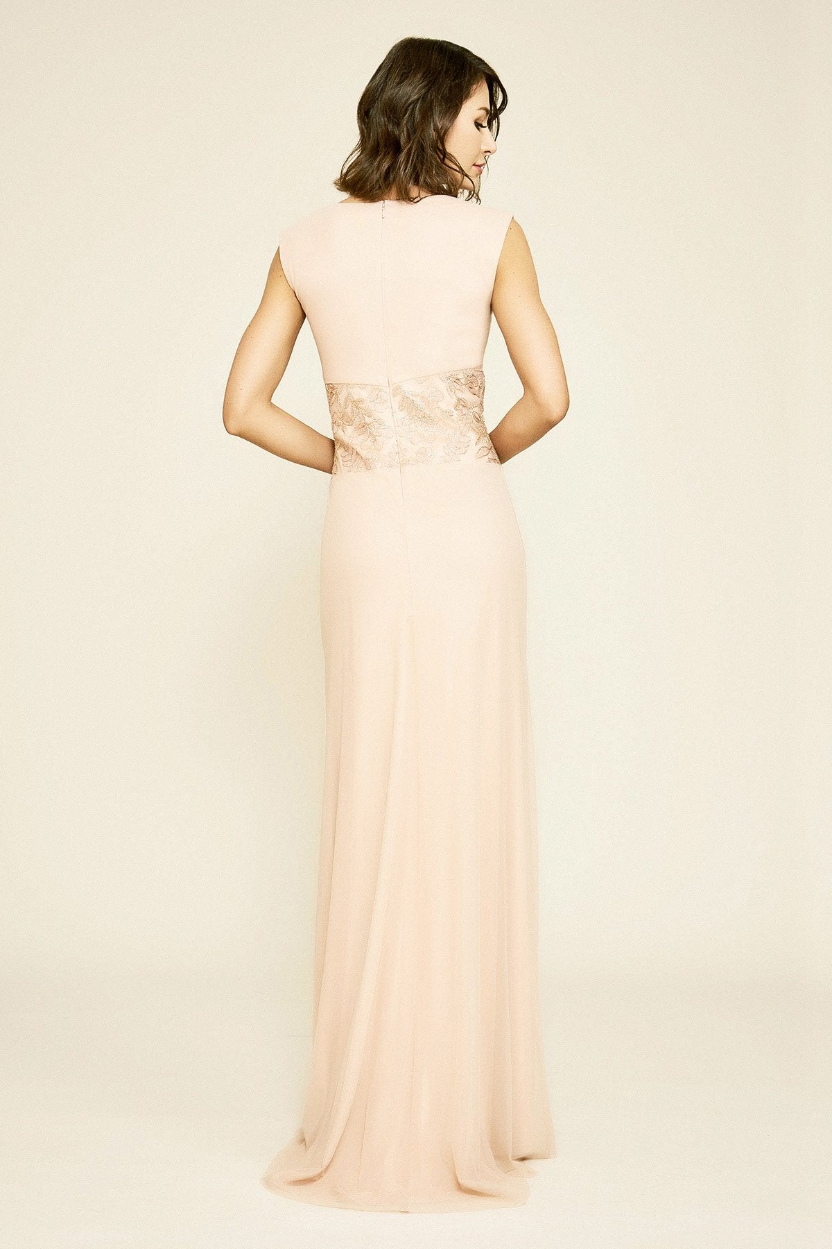 Tadashi Shoji - Sharman Draped Mesh & Lace Gown