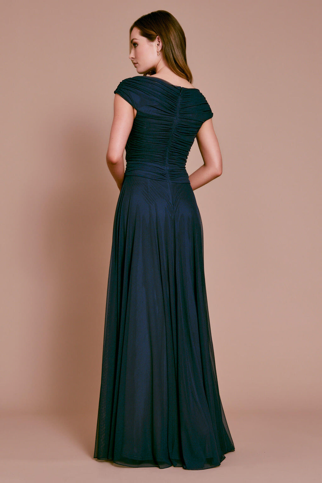 Cenker Off-The-Shoulder Mesh Gown