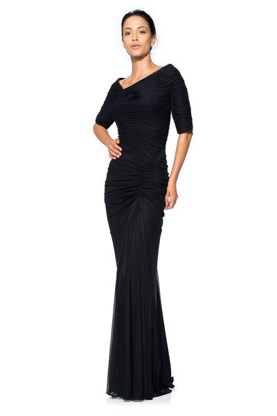 Draped Mesh Gown - PETITE Tadashi Shoji Official Online Boutique Draped Mesh Gown - PETITE Tadashi Shoji Official Online Boutique