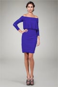 3/4 Sleeve Off Shoulder Cocktail Dress in Blue Iris