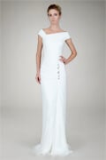 Ruched Mesh Gown in Ivory