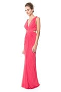 Mesh V-Neck Cross Back Gown in Lily