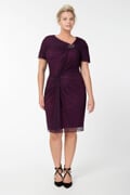 Draped Mesh Cocktail Dress in Poppy
