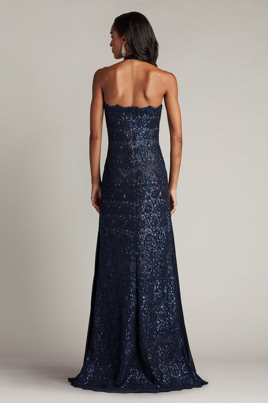 Dallas Sequin Embroidered Tulle Halter Gown