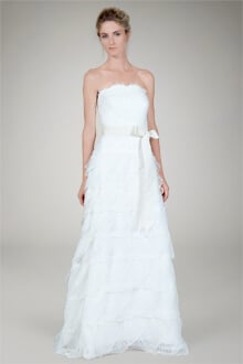 Pleated Tulle Strapless Gown in Ivory