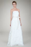 Pleated Tulle Strapless Gown in Ivory